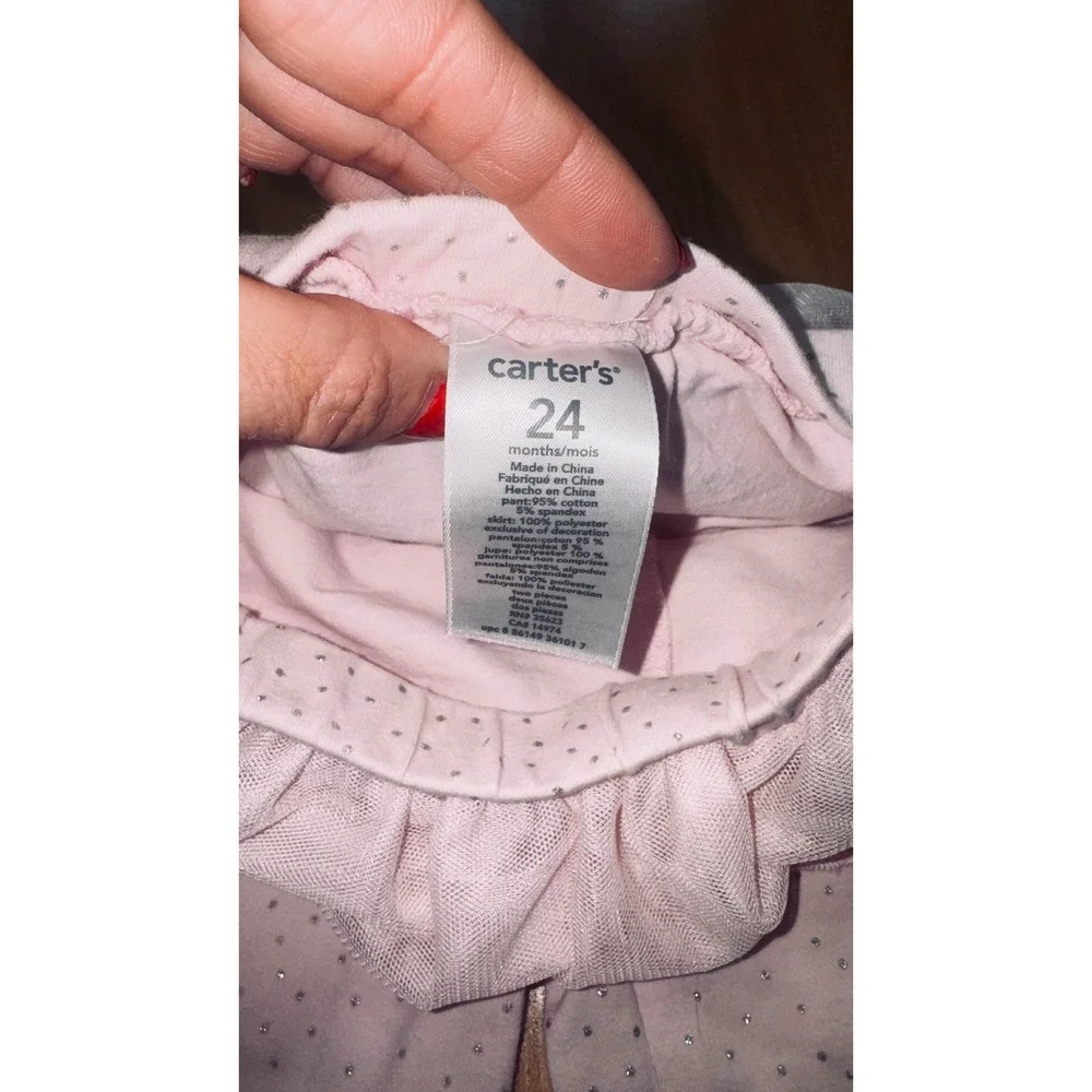 Carters Baby Girls 24 Months Pink‎ Glitter Dot Tulle Skirt Leggings Pants